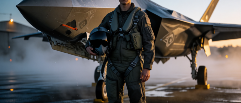 Живой актёр в роли пилота на фоне истребителя — кадр из мини-сериала по Ace Combat 8