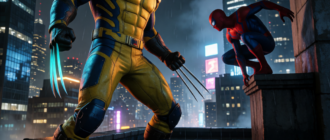 Сравнение Marvel's Wolverine и Marvel's Spider-Man на фоне ночного города